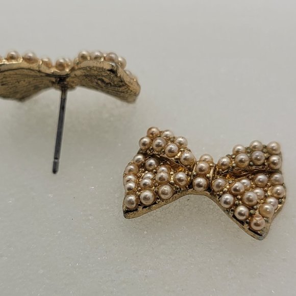 Earrings Bow Gold Post/Stud E_OT0014. - Picture 4 of 4